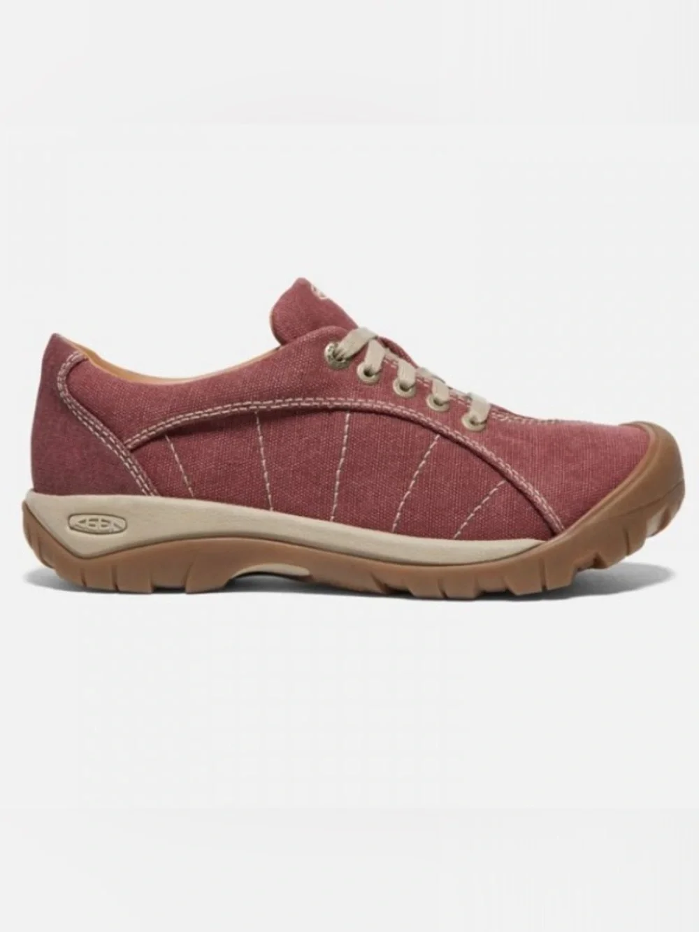 KEEN Women's Presidio Red Plaza Taupe Canvas Walking Shoes Size 7